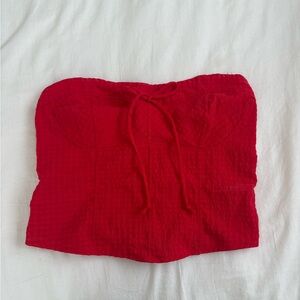 Red Strapless Top